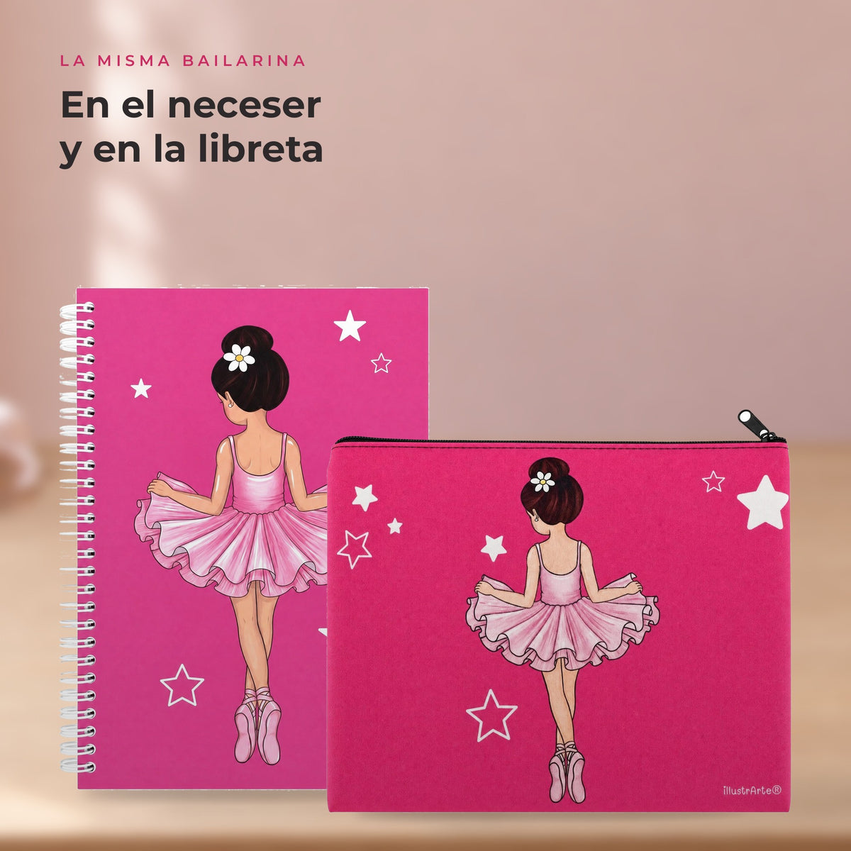 Pack Neceser Granada + Libreta Bailarina – diseño Tina – detalle