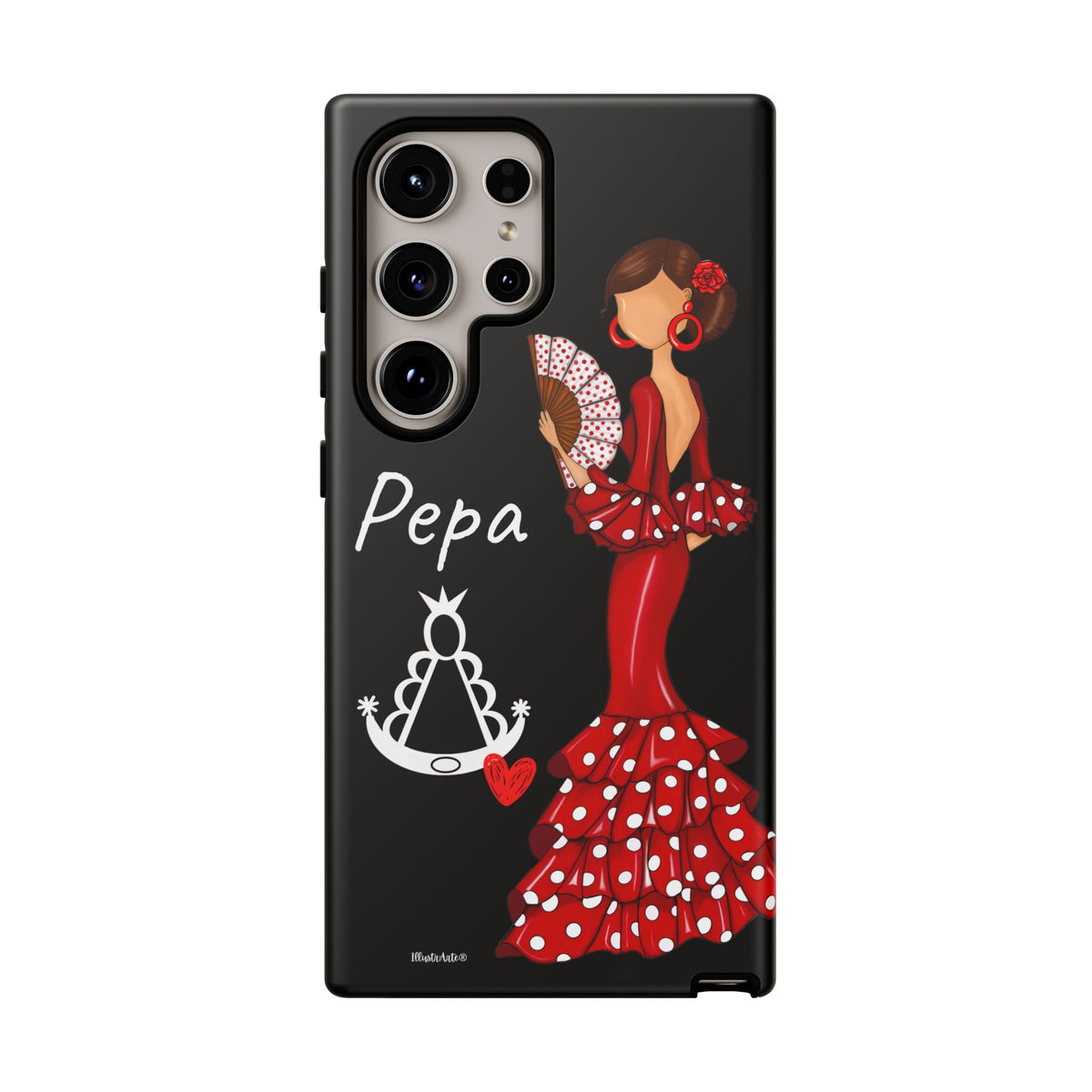 Funda de móvil personalizable Flamenca Pepa con Virgencita para Samsung Galaxy S24 Ultra, acabado brillante – illustrArte