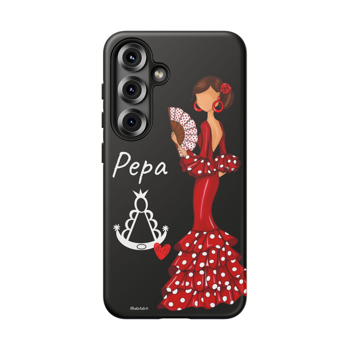 Funda de móvil personalizable Flamenca Pepa con Virgencita para Samsung Galaxy S25, acabado brillante – illustrArte