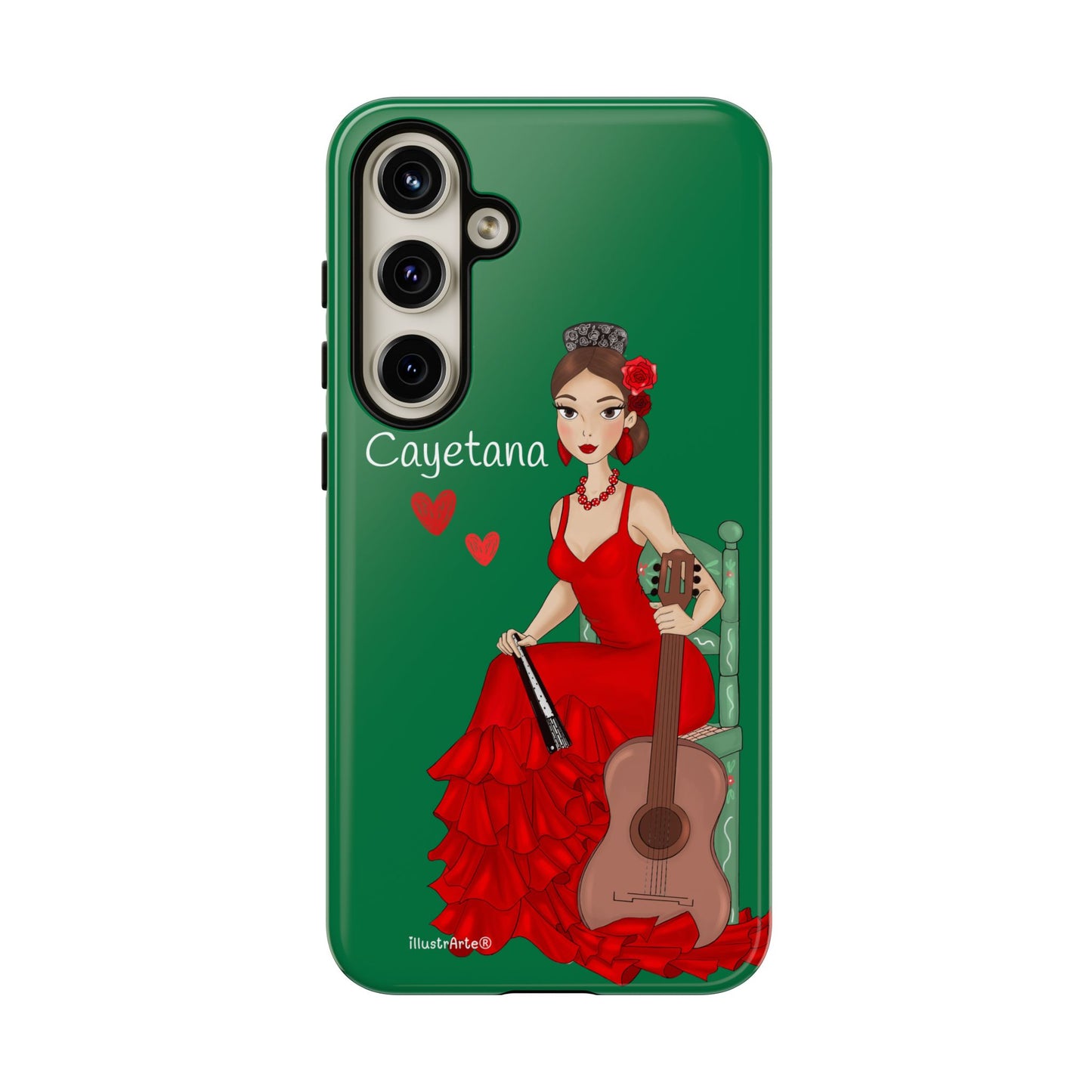 Cayetana personalized phone case with green background – for iPhone, Samsung, Pixel