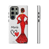 Funda de teléfono personalizada María vestido rojo – iPhone, Samsung, Pixel