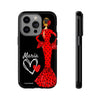 Funda de teléfono personalizable María rojo fondo negro – para iPhone, Samsung, Pixel