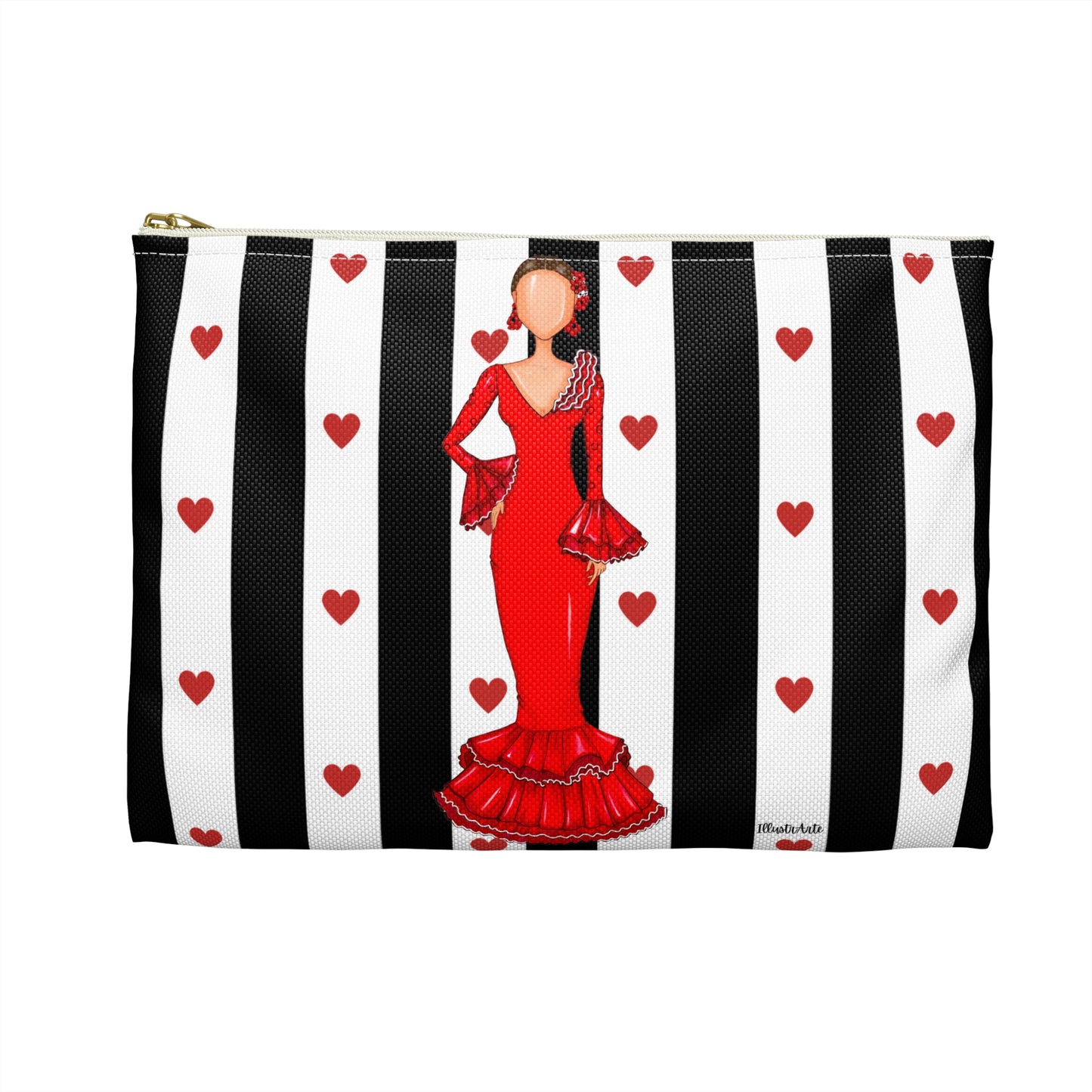 Neceser Personalizable - Flamenca Verónica con rayas y corazones