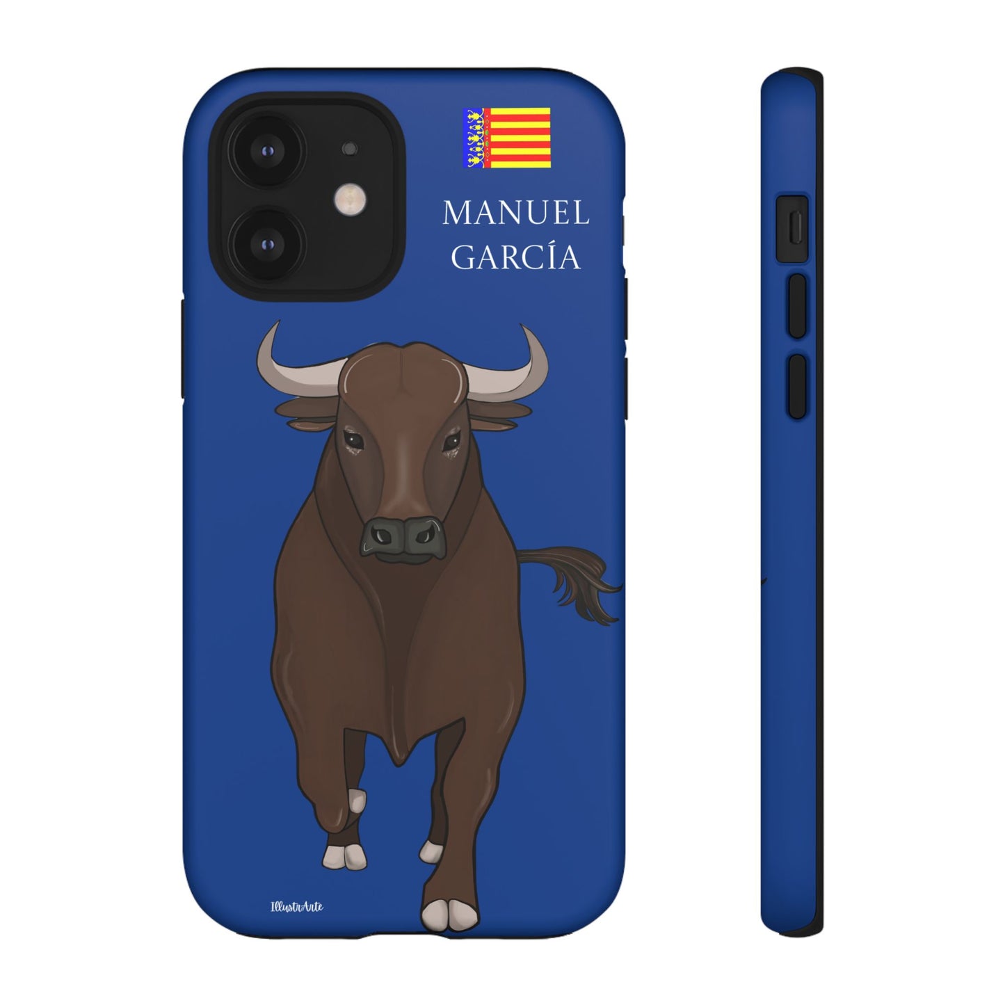 una funda de teléfono con una imagen de un toro