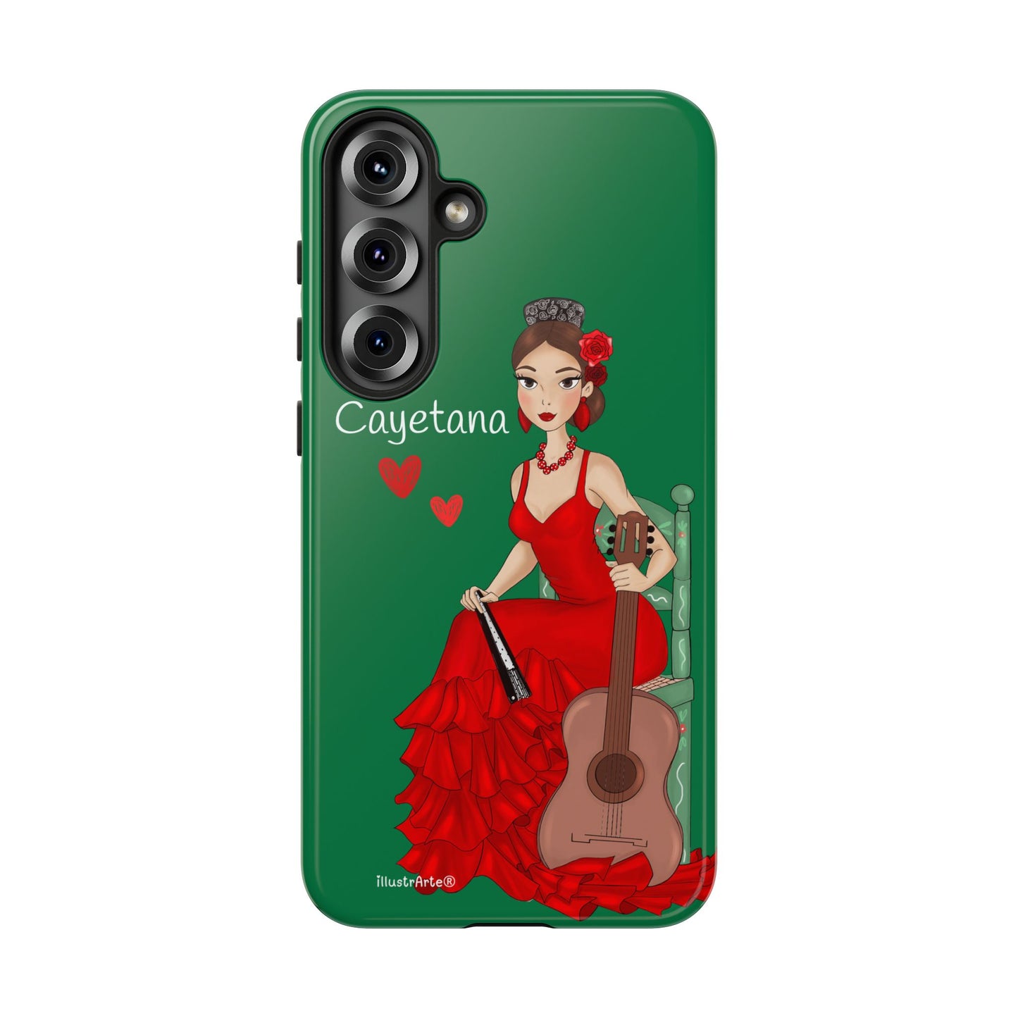 Cayetana personalized phone case with green background – for iPhone, Samsung, Pixel