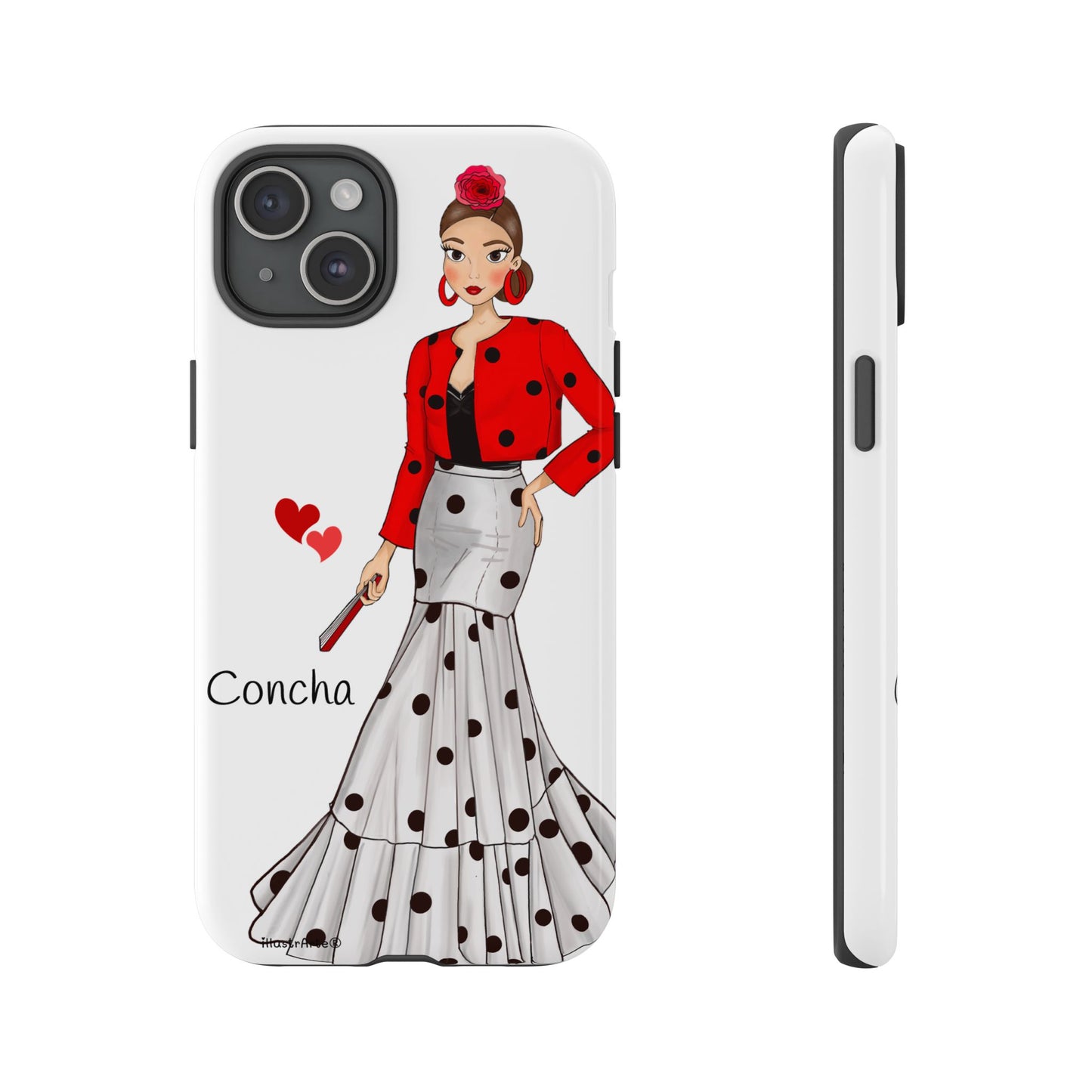 Estilo atractivo de la funda de teléfono personalizable modelo Conchita, ideal para lucir en iPhone, Samsung o Google Pixel.