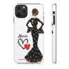 Funda de teléfono personalizada María vestido negro – para iPhone, Samsung, Pixel