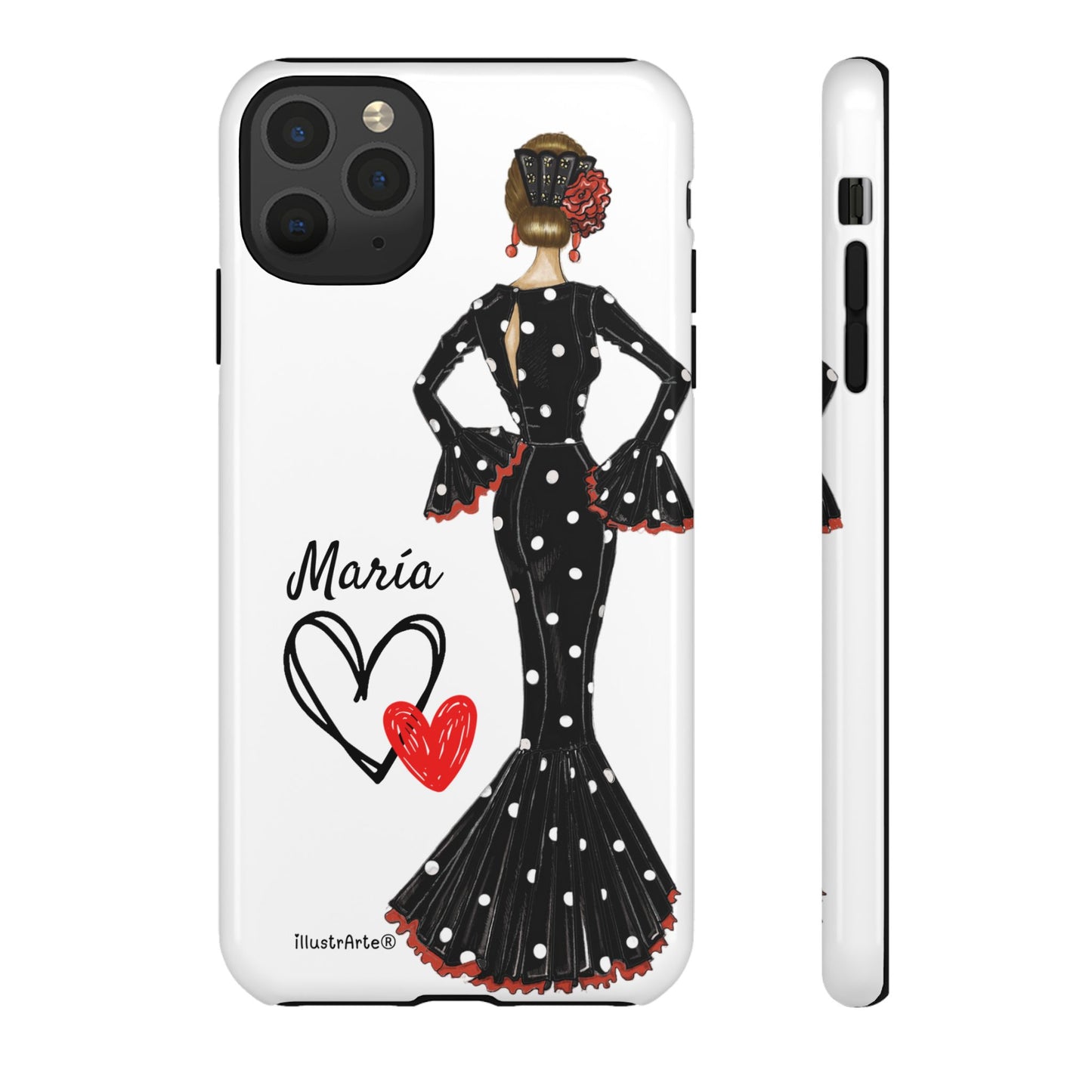 Personalized phone case Maria in black dress – for iPhone, Samsung, Pixel