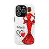 Funda de teléfono personalizada María vestido rojo – iPhone, Samsung, Pixel