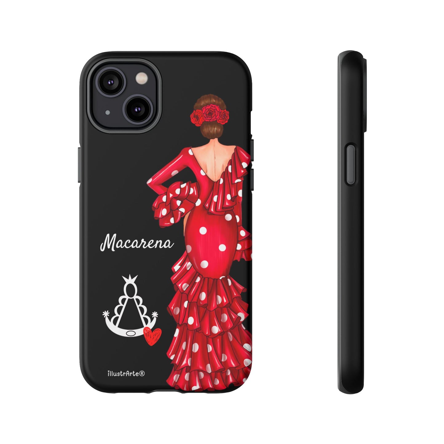 Funda de teléfono personalizada Macarena negro – para iPhone, Samsung, Pixel