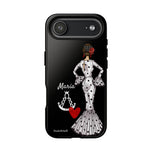 Personalised phone case flamenco dancer María Blanco, with the Virgen del Rocío for iPhone 17 Air, gloss finish – illustrArte