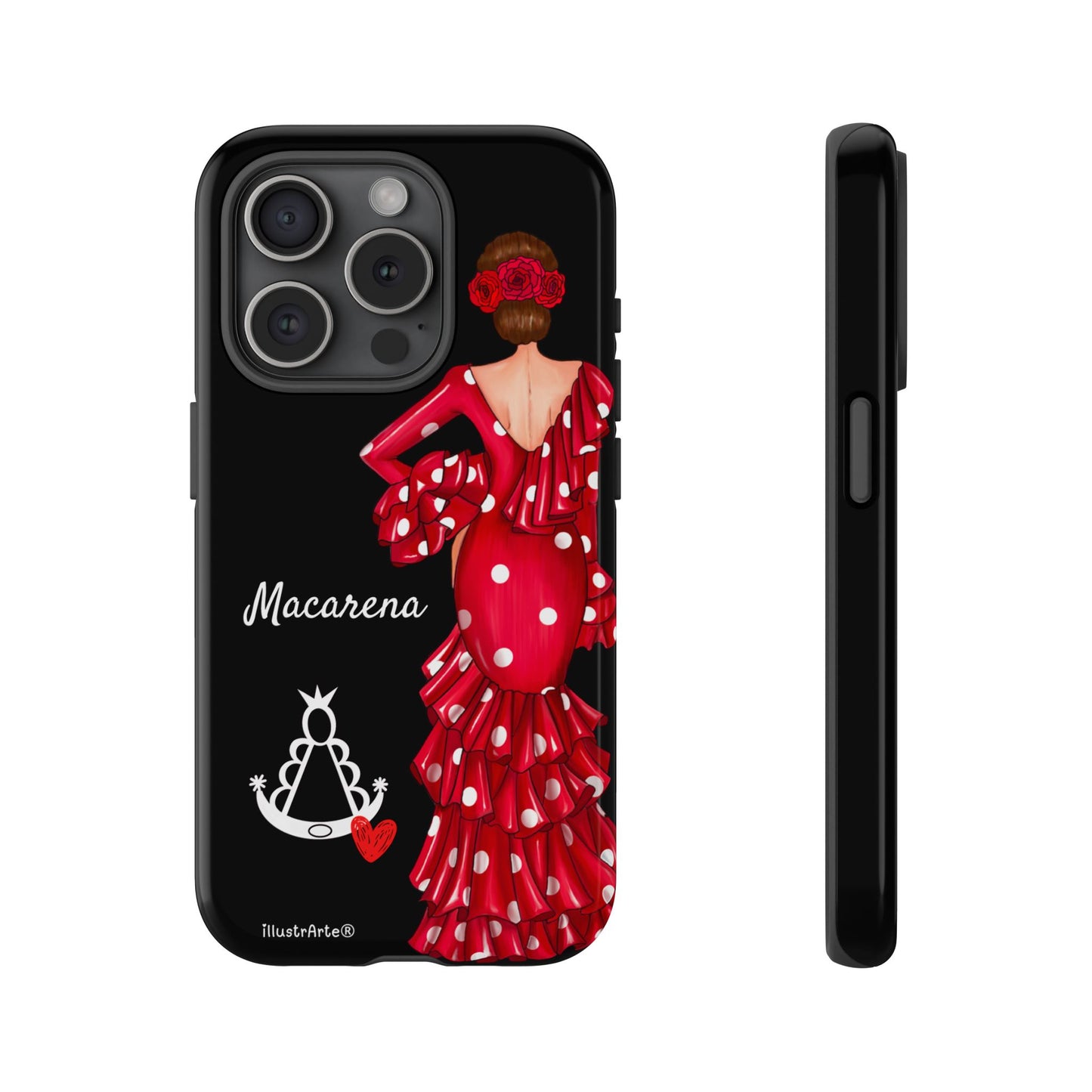 Funda de teléfono personalizada Macarena negro – para iPhone, Samsung, Pixel