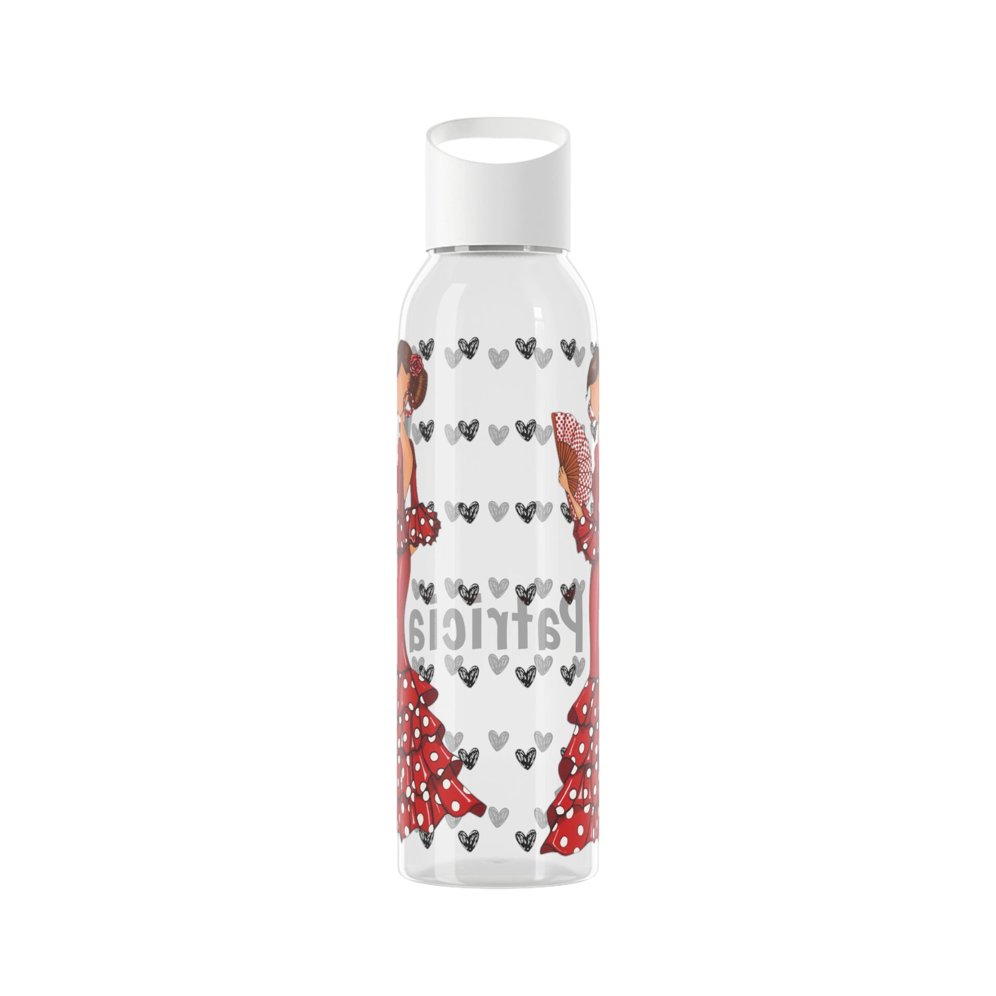 Flamenco Dancer 22 Oz/650ml Eastman Tritan™ Single wall bottle, red dress with red hand fan design. - IllustrArte