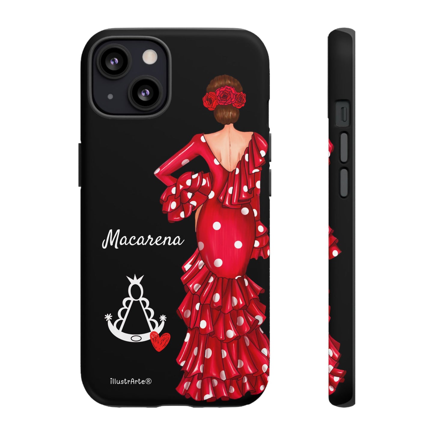 Funda de teléfono personalizada Macarena negro – para iPhone, Samsung, Pixel