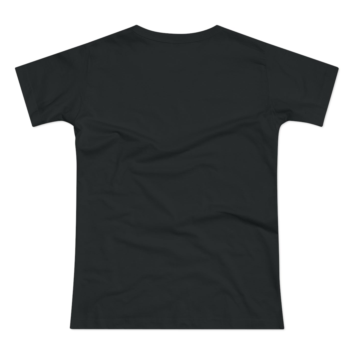 a black t - shirt with a white background