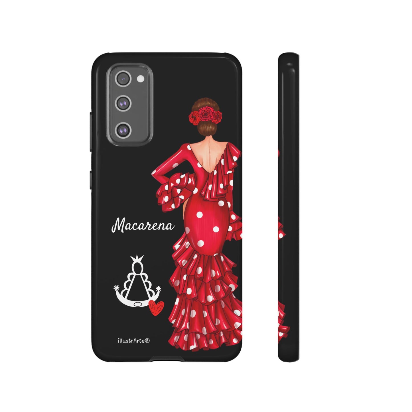 Funda de teléfono personalizada Macarena negro – para iPhone, Samsung, Pixel
