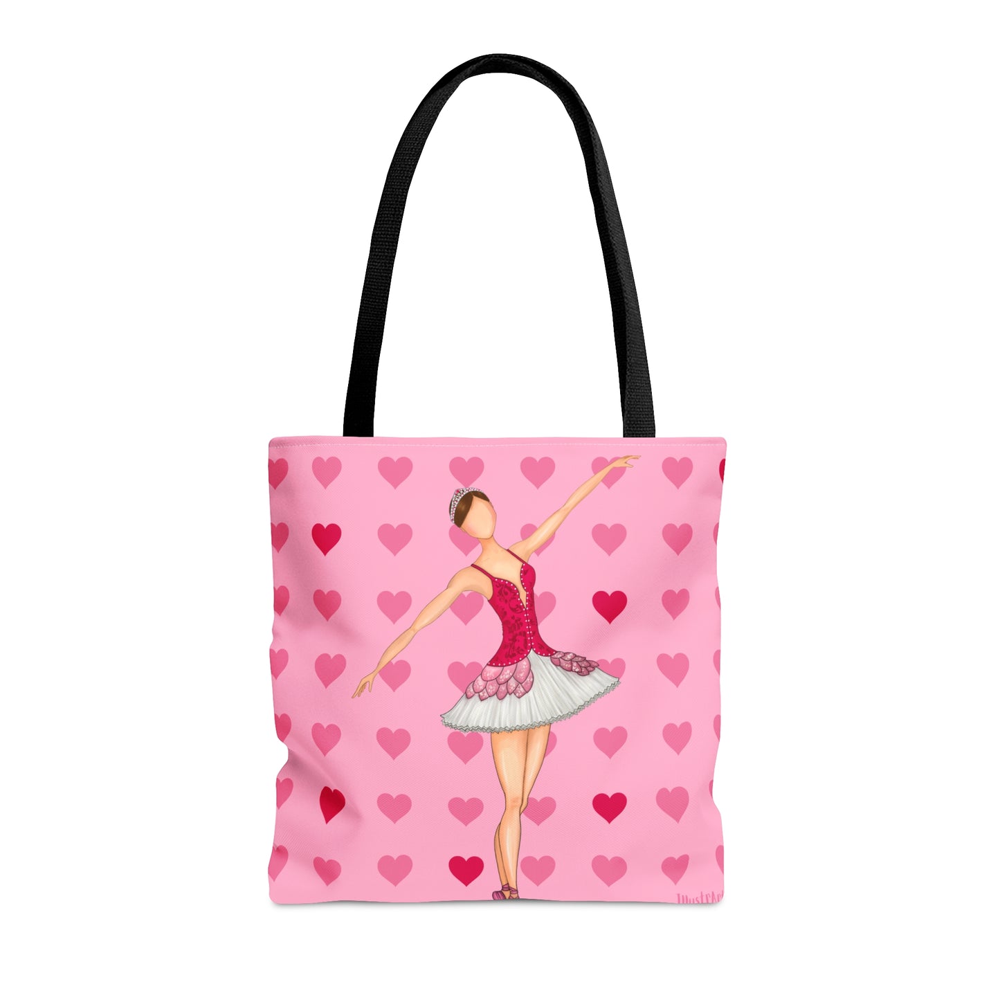 a pink tote bag with a ballerina on it