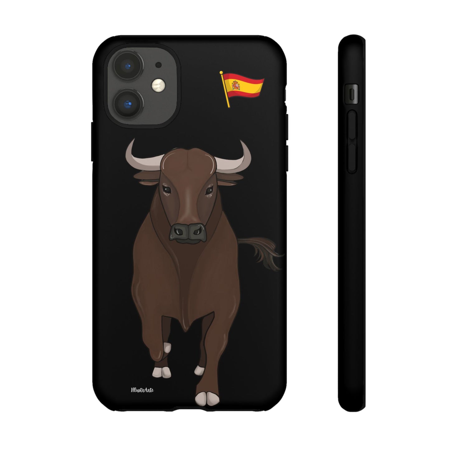 una funda de teléfono con un toro en ella