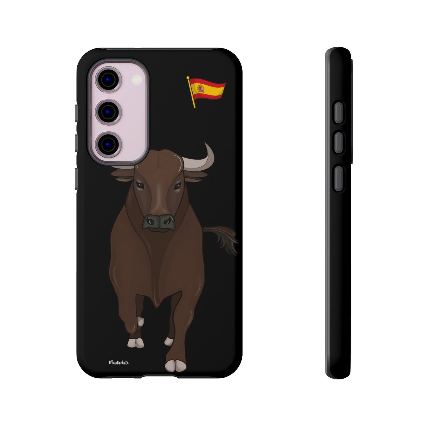 Funda de teléfono toro Manuel sobre fondo de estilo moderno, mostrando elegancia.