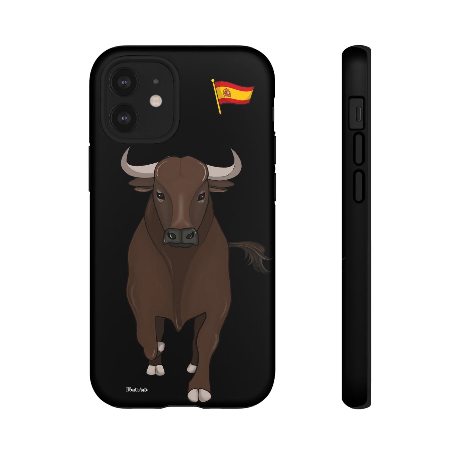 una funda de teléfono con un toro en ella