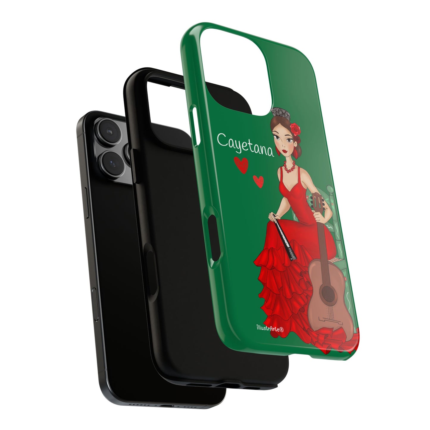 Cayetana personalized phone case with green background – for iPhone, Samsung, Pixel