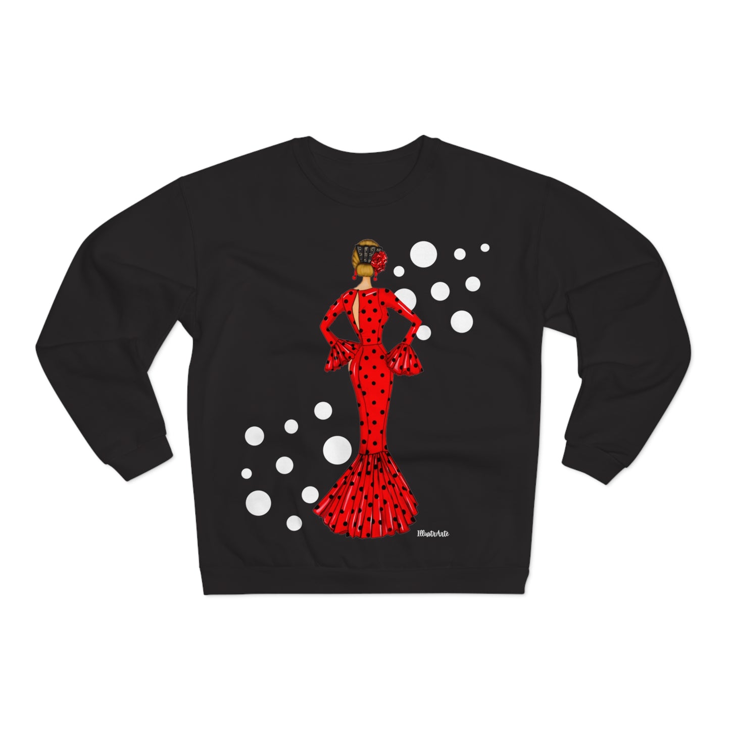 Sudadera Personalizable - Flamenca María rojo, negro con lunares