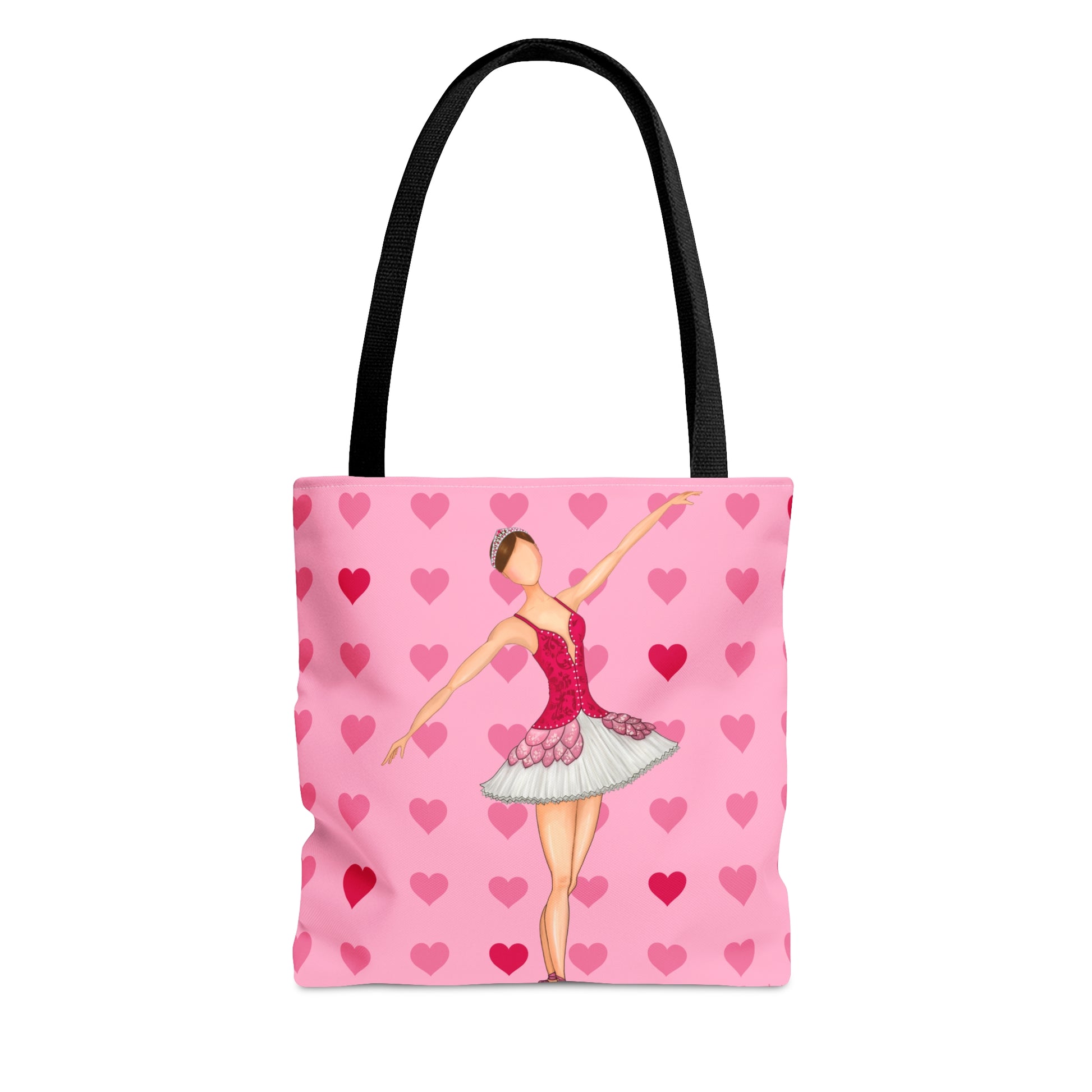 a pink tote bag with a ballerina on it