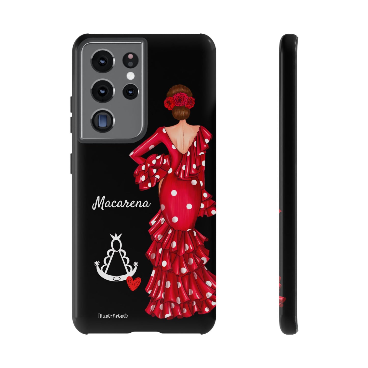 Funda de teléfono personalizada Macarena negro – para iPhone, Samsung, Pixel