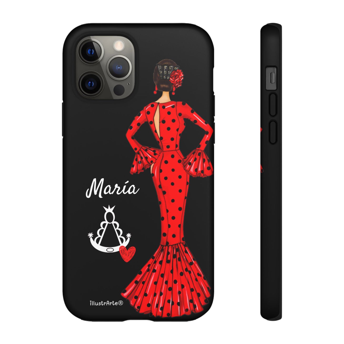 Personalized phone case Maria red hair dark background black – for iPhone, Samsung, Pixel