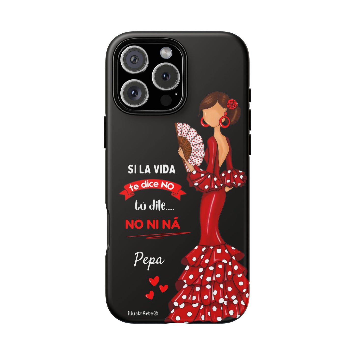 Funda de teléfono personalizable  - Modelo Pepa con frase Para iPhone, Samsung