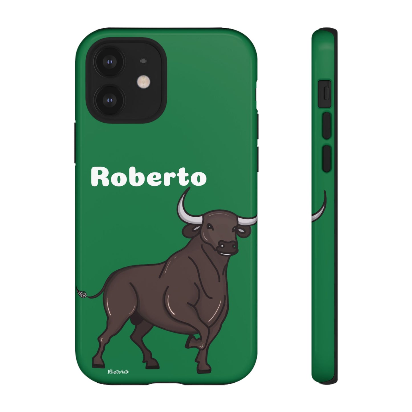 una funda de teléfono con un toro en ella