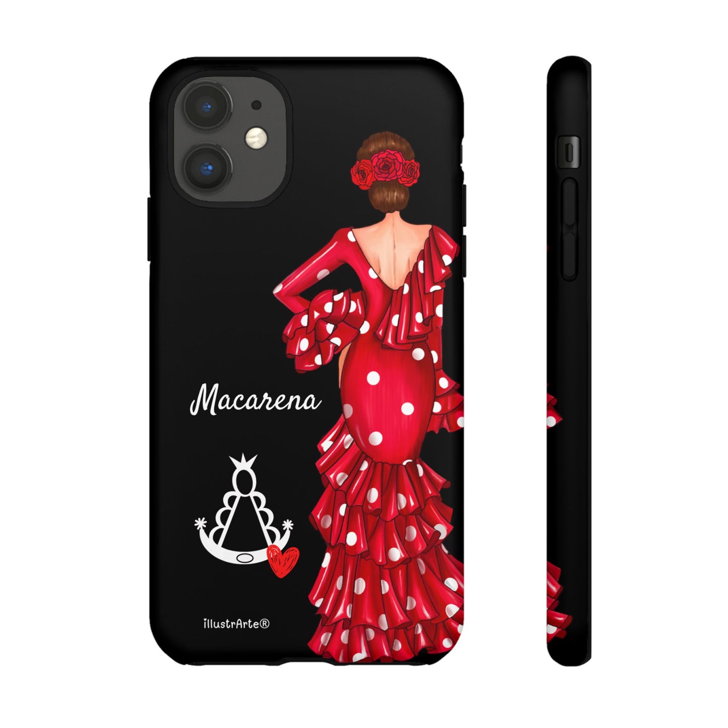 Funda de teléfono personalizada Macarena negro – para iPhone, Samsung, Pixel