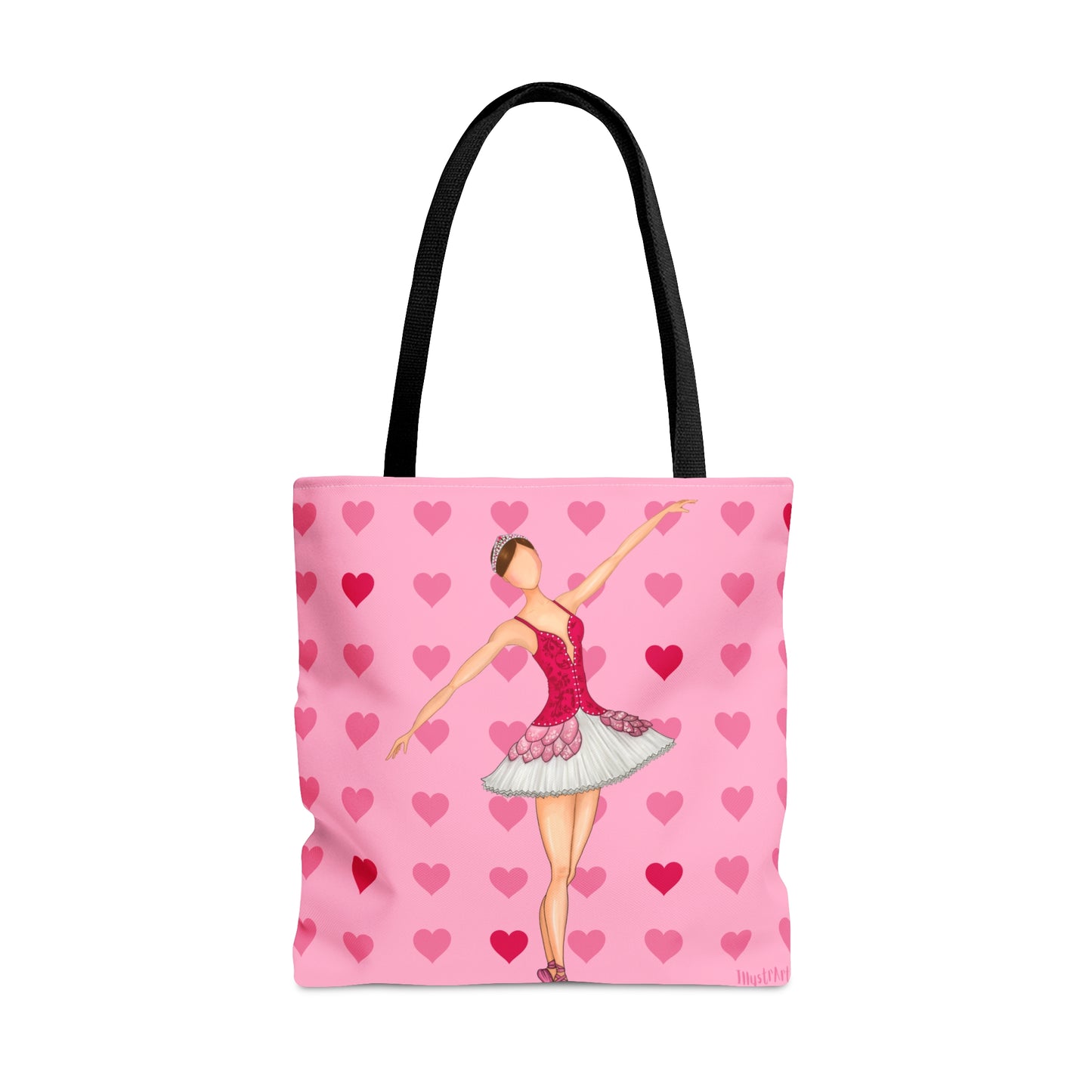 a pink tote bag with a ballerina on it