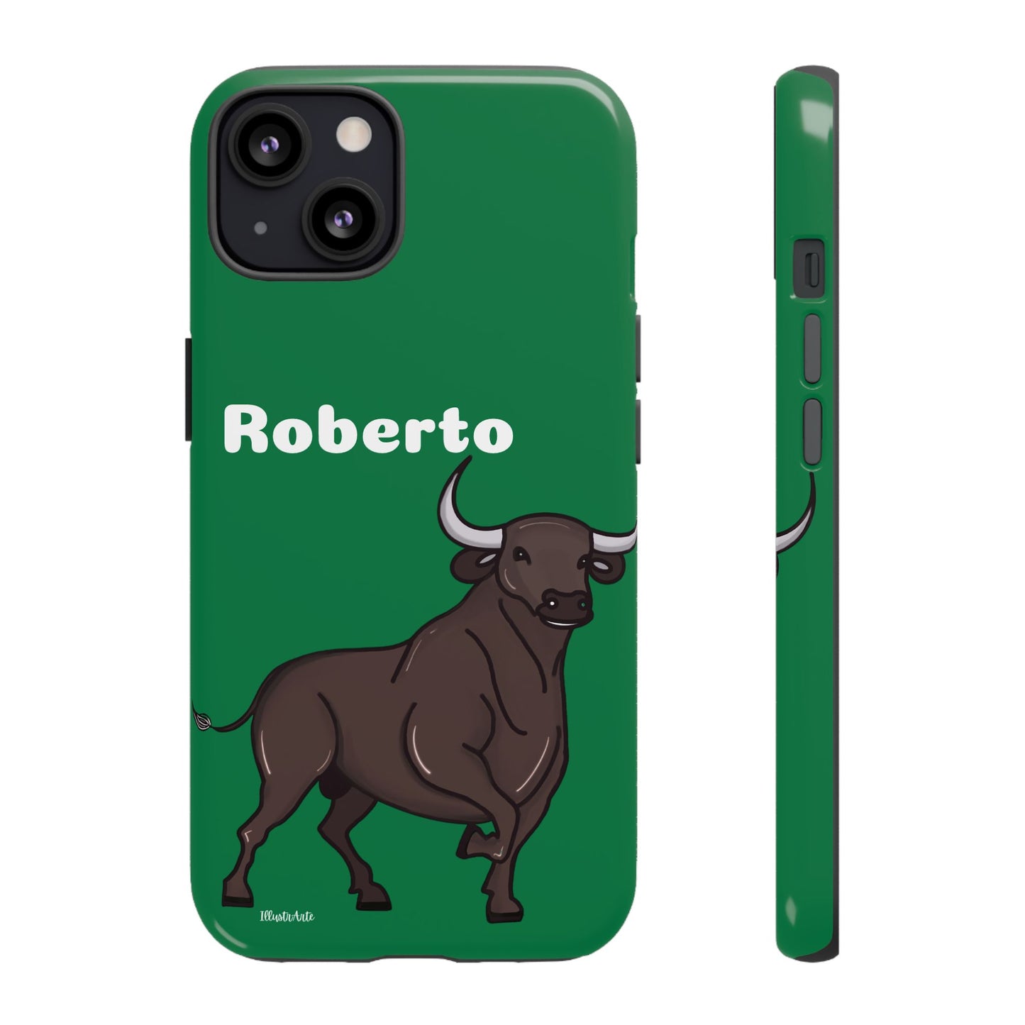 una funda de teléfono con un toro en ella