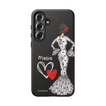 Personalised phone case flamenco dancer María, white dress for Samsung Galaxy S25 Plus, matte finish – illustrArte