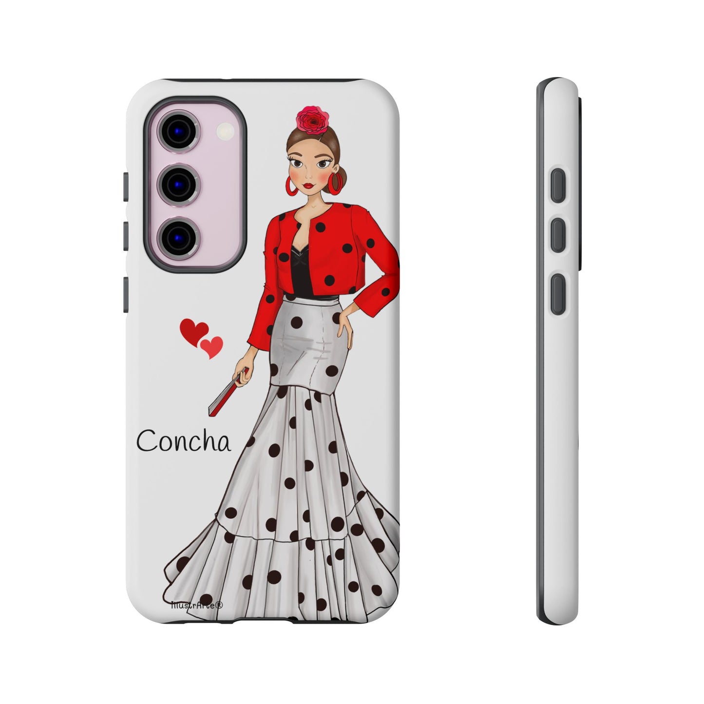 Funda de teléfono personalizable modelo Conchita, con un estilo único y atractivo, perfecta para diversos modelos de smartphones.