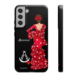 Personalised phone case flamenco dancer Macarena, with a little Virgin Mary for Samsung Galaxy S22 Plus, gloss finish – illustrArte