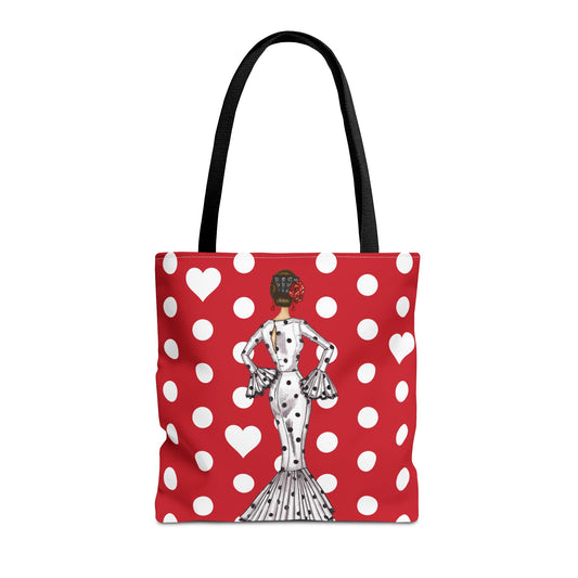 Bolsa com alças fixas - modelo María fundo vermelho branco