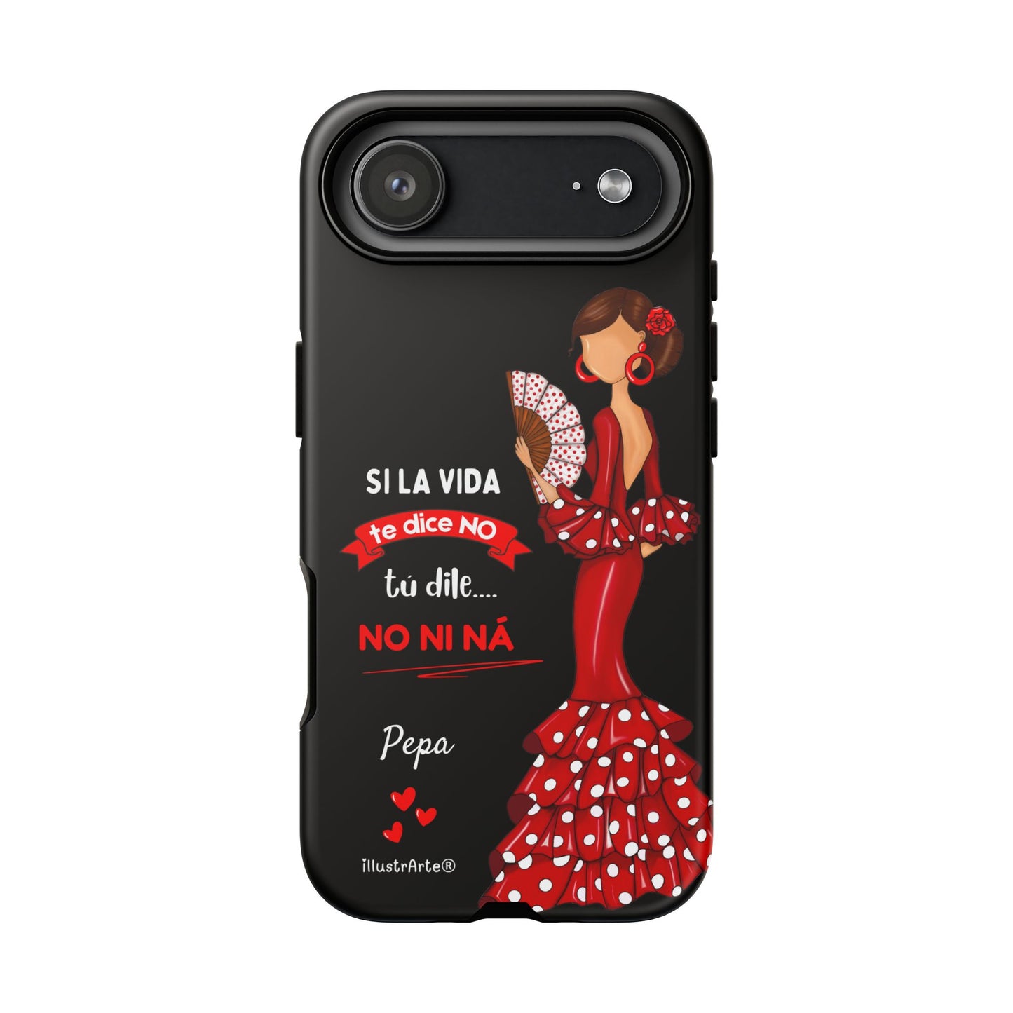 Funda de teléfono personalizable  - Modelo Pepa con frase Para iPhone, Samsung