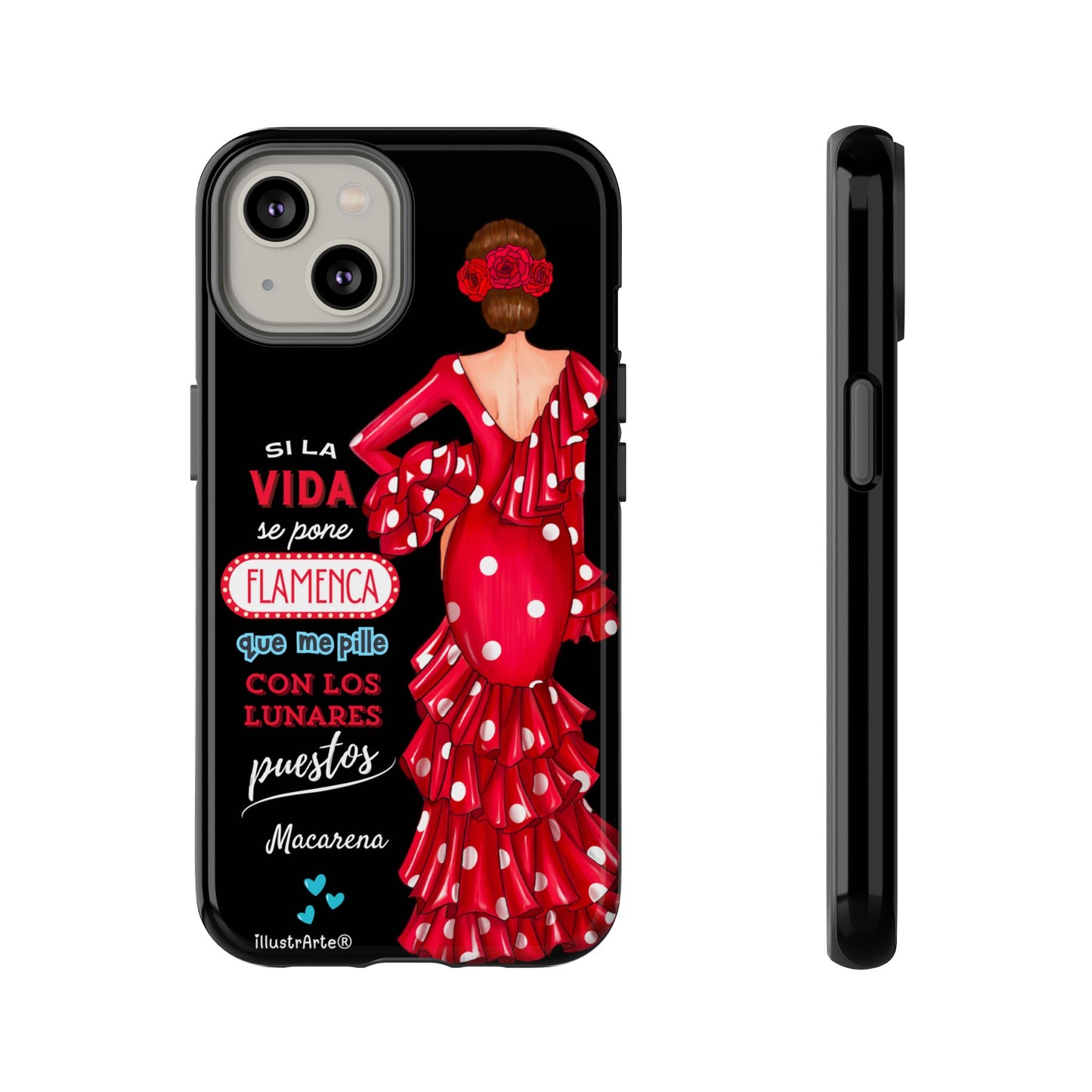 Funda de teléfono personalizable  - Modelo Macarena con frase  Para iPhone, Samsung Y Google Pixel