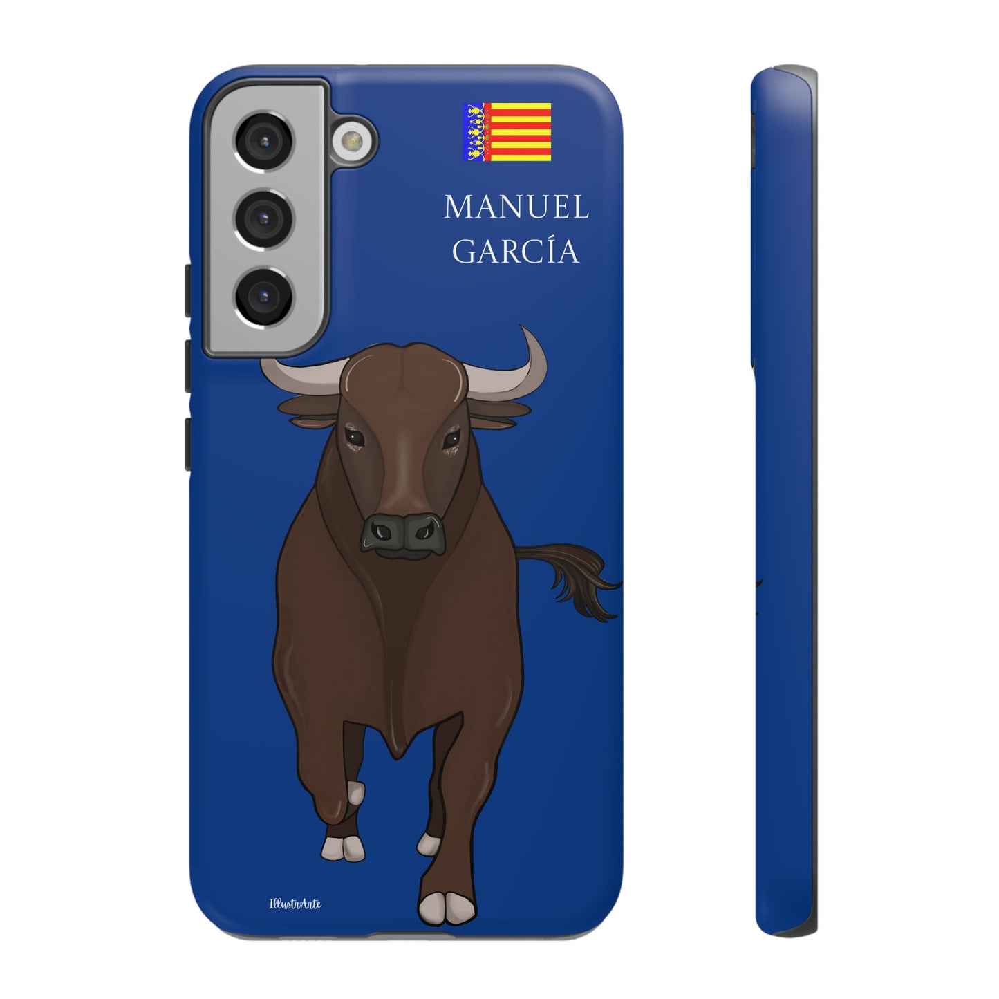 una funda de teléfono con una imagen de un toro