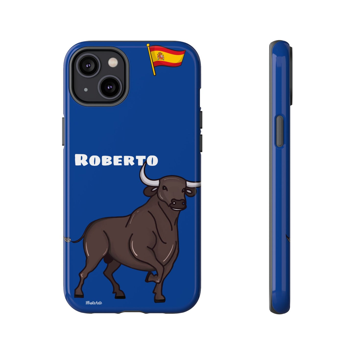 Funda de teléfono personalizable con nombre/bandera/Virgen - Modelo Toro Roberto, justo lo que necesitas para expresarte.