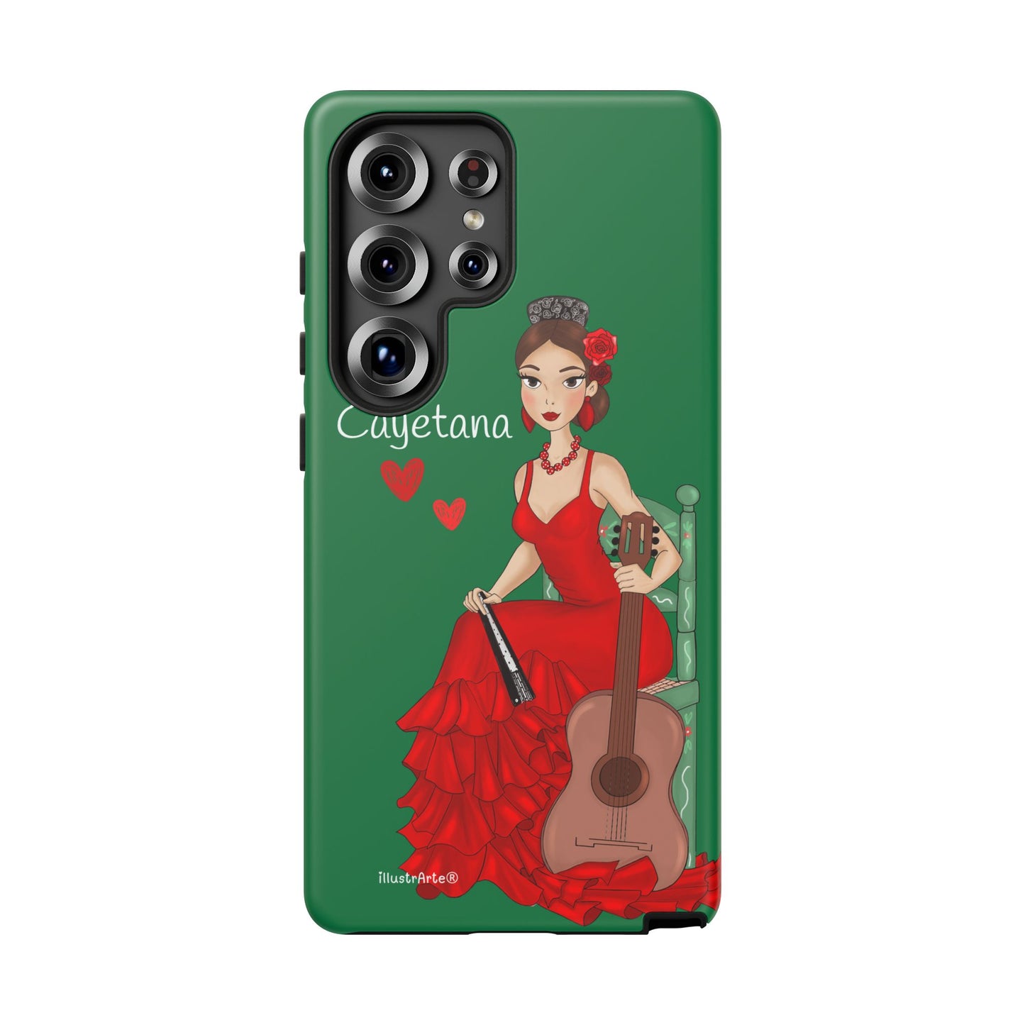Cayetana personalized phone case with green background – for iPhone, Samsung, Pixel