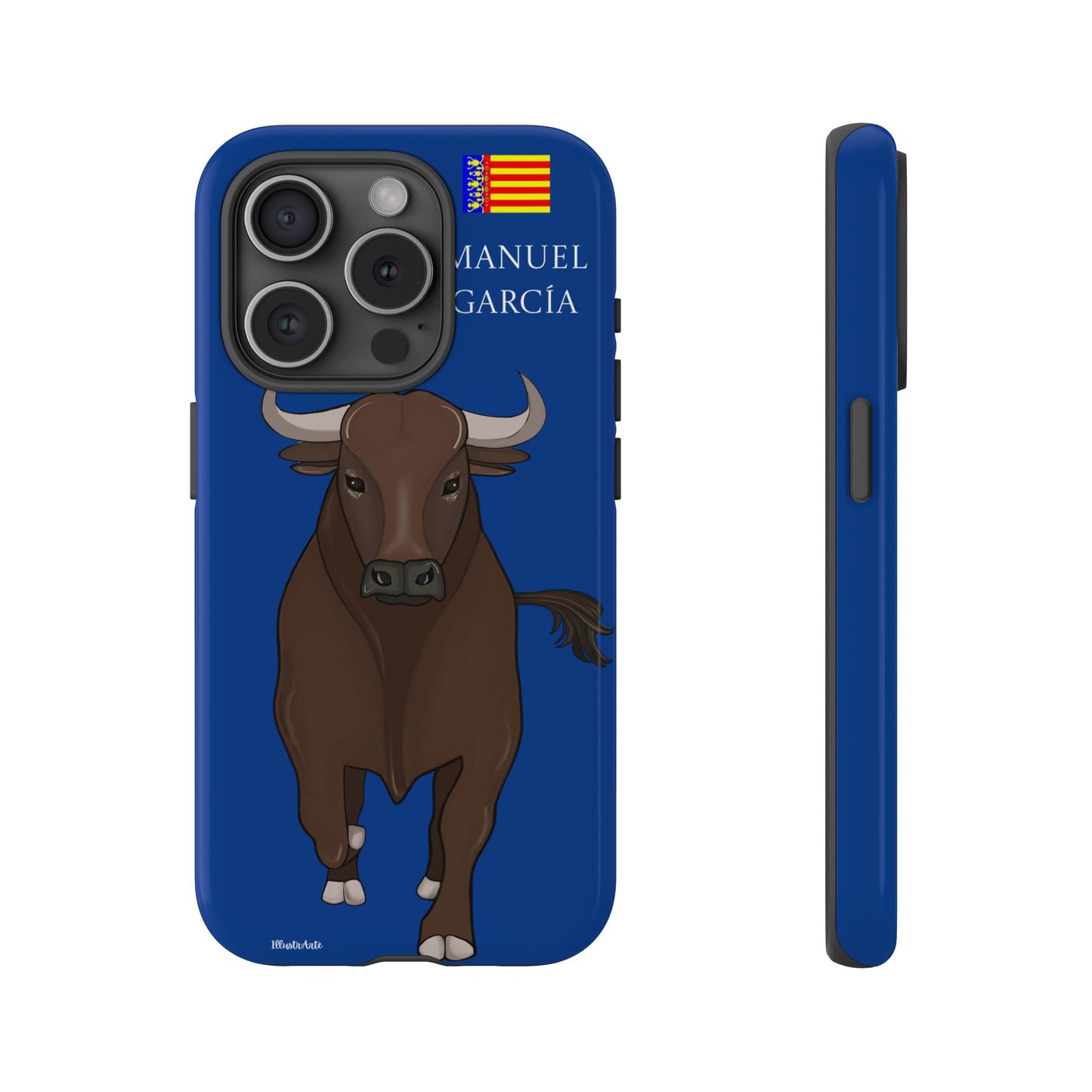 una funda de teléfono con una imagen de un toro