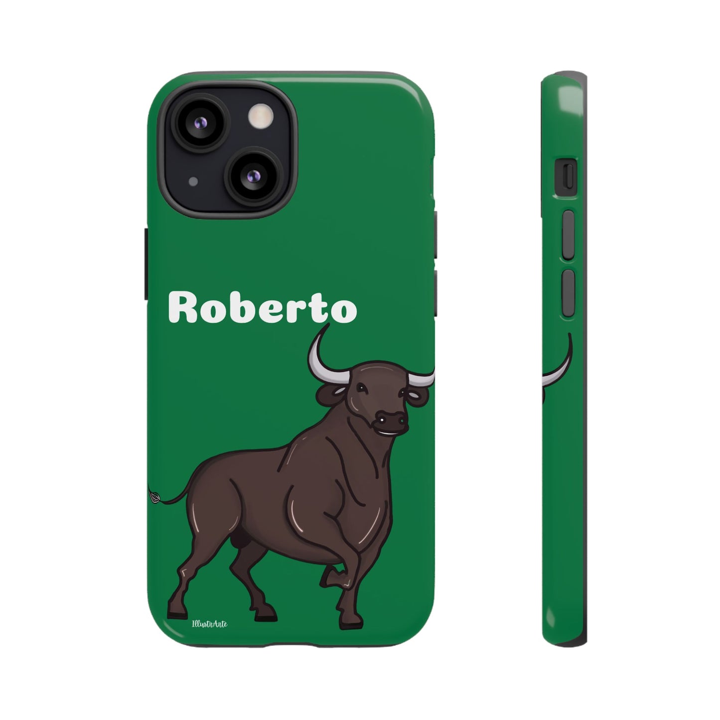 una funda de teléfono con un toro en ella