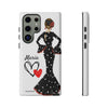 Funda de teléfono personalizada María vestido negro – para iPhone, Samsung, Pixel