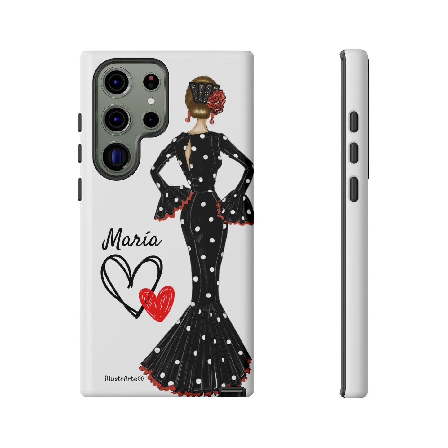 Personalized phone case Maria in black dress – for iPhone, Samsung, Pixel