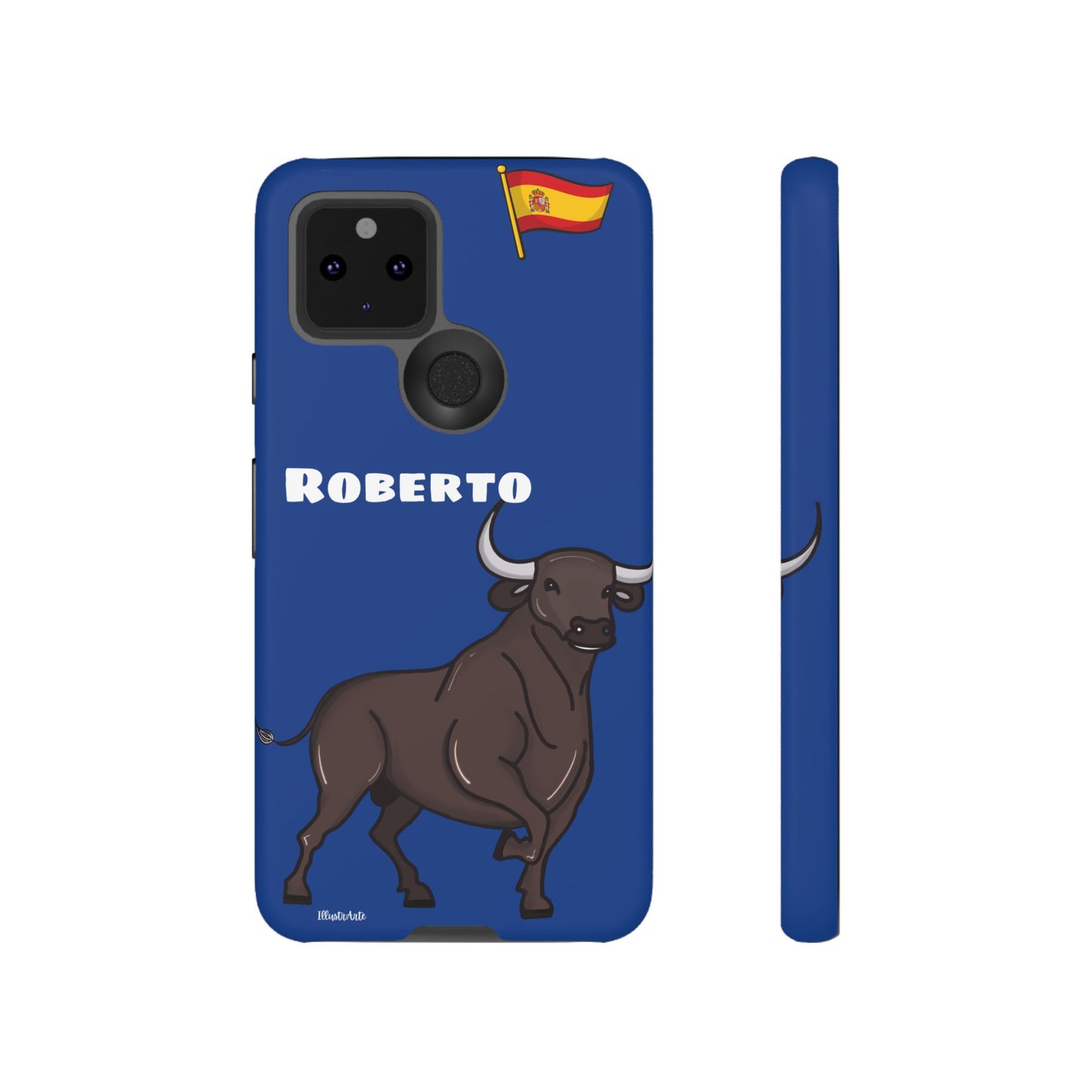 una funda de teléfono con un toro en ella