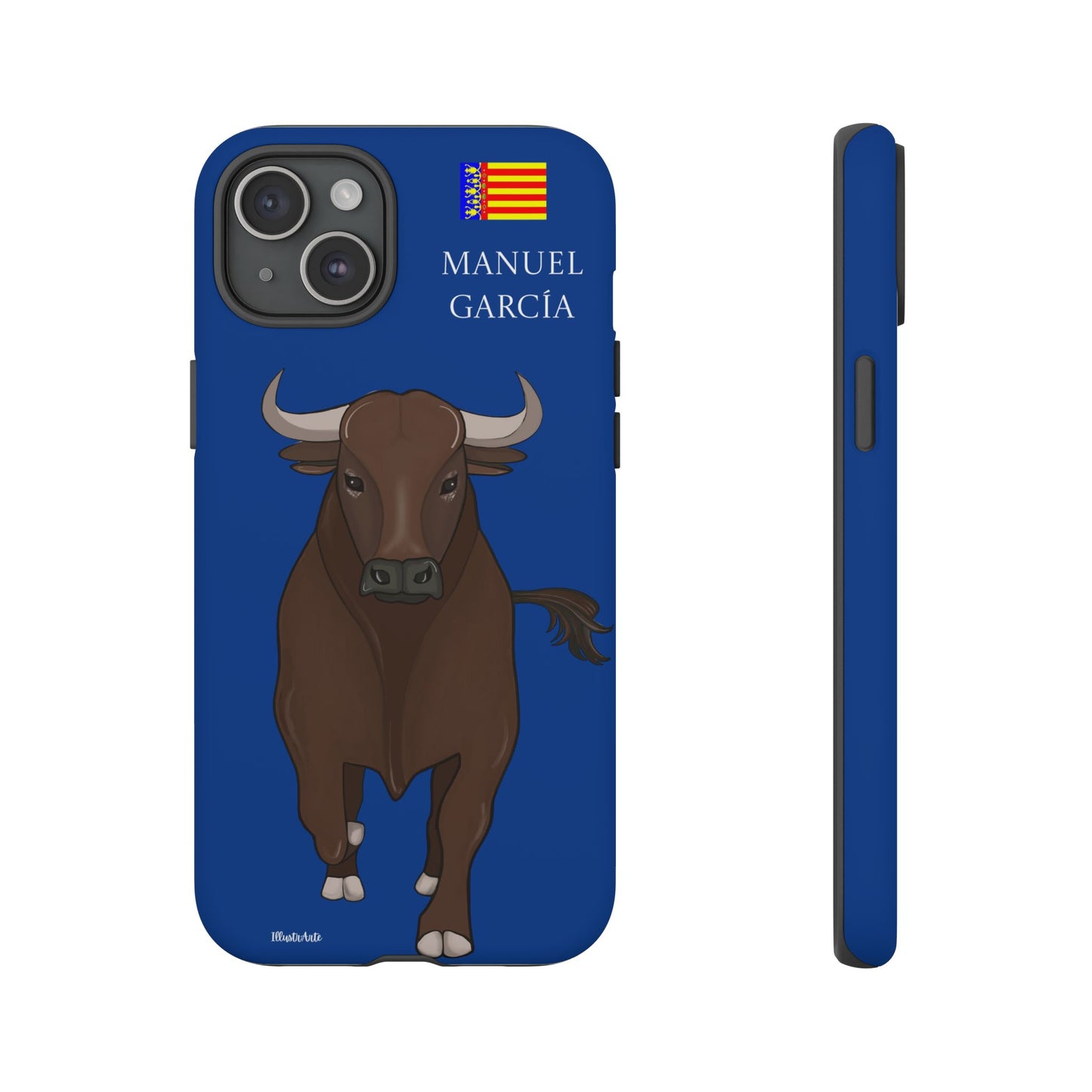 una funda de teléfono con una imagen de un toro