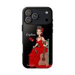 Personalised phone case flamenco dancer Cayetana, black background for iPhone 17 Pro Max, gloss finish – illustrArte